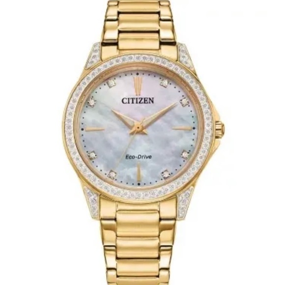 NWT Citizens Mother of Pearl Gold Watch - Picture 1 of 13